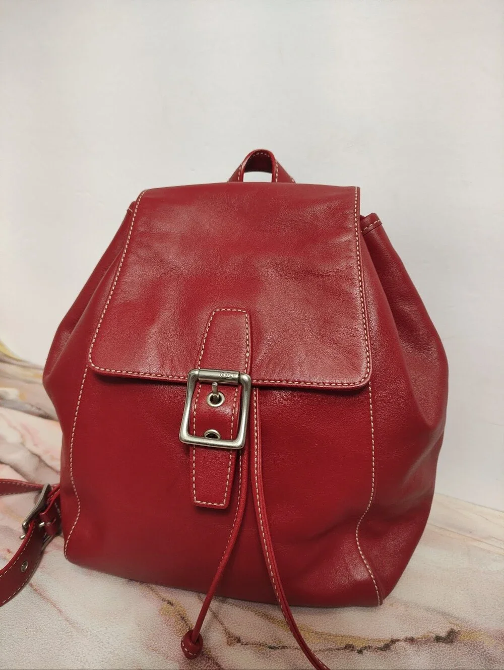 Vintage Coach 9569 Legacy Drawstring Small Backpack Red